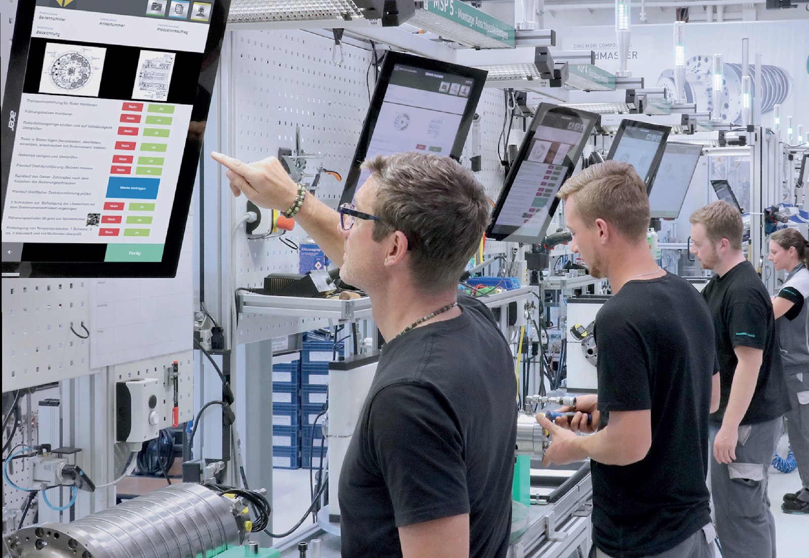 Customer receiving product from worker